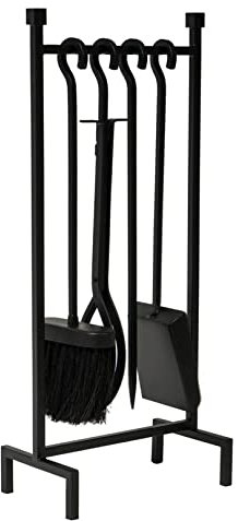 Set di attrezzi per caminetto 5 pezzi set di strumenti per camino con manico nero in ferro battuto grande set di attrezzi per fuoco camino e braciere esterno
