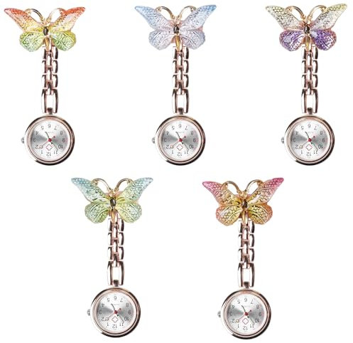 BAIFULAI 5 Stück Schwesternuhr, Krankenschwester Uhr, Taschenuhren für Damen, Schwesternuhr mit Clip mit Leuchtend, Krankenschwester Uhren, Taschenuhr Damen für Krankenschwestern Pflege und Ärzte