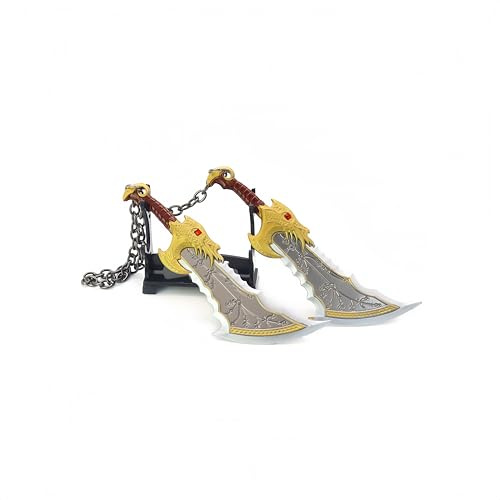 1 st God of War Chaos blad dubbel kniv vapenmodell nyckelring med visningsstativ för anime-fans, stil 1, en storlek
