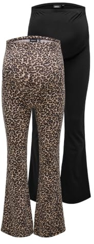 ONLY MATERNITY Olmlovely Leo utsvängd byxa 2-pack Noos, svart, XXL