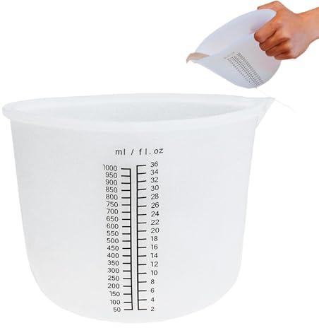 Eabdice Vaso medidor de silicona, 1000 ml, 1000 ml, resina epoxi, vaso mezclador con escala, para moldes de fundición, hecho a mano, manualidades, laboratorio, cocina