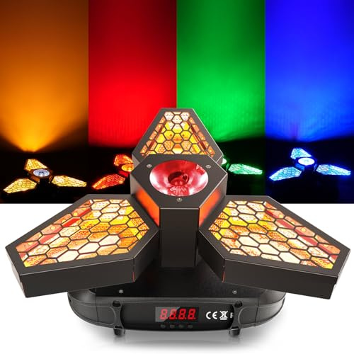 LED-scenlampor 150 W med 360° rotation, ljudaktiverad och DMX-kontroll, stroboffekt discoljus för fester, KTV, konserter och bröllop