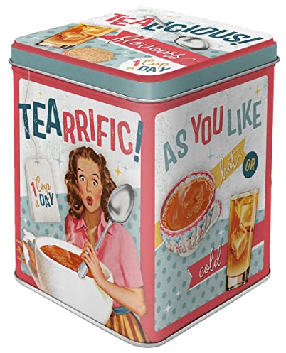 Nostalgic-Art Boîte à thé rétro, Tealicious & Tearrific – Idée de Cadeau pour la Cuisine, pour thé en Vrac et en sachets, Design Vintage, 100 g