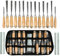 18Pcs Wood Carving Set, 14pcs Wood Carving Tools Manganese Steel + 4pcs Whetstone for Beginners DIY Woodworking Sculpting Whittling with Safety Cap