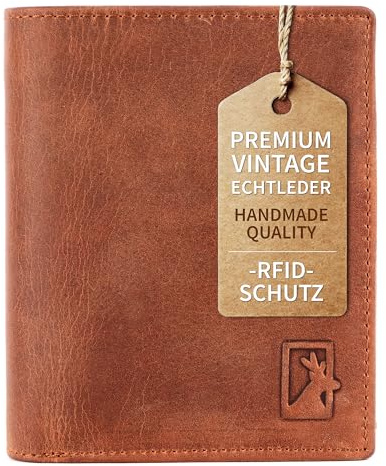 MERCANO Leder Geldbörse Herren & Damen Echtleder Vintage Braun mit RFID Schutz - Portemonnaie mit Kartenfächern & Münzfach inkl. Geschenkbox