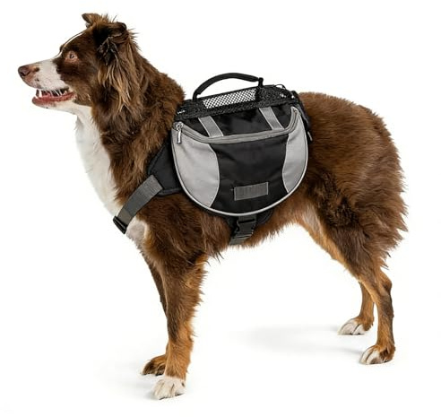 Sac À Dos De Randonnée Pour Chien, Sac De Selle Pour Chien Sac À Dos Pour Chien Doggy Backpack Harnais Sacoche De Selle Pour Chien Avec Poches Latérales Pour Petits, Moyens Et Grands Chiens (M Noir)