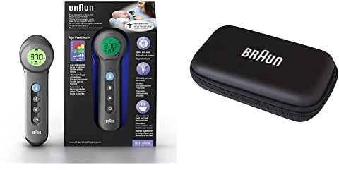 Braun Healthcare BNT400B No Touch + Touch thermometer with Age Precision Black edition & Braun Protective Storage Case for Braun ThermoScan Ear Thermometers, BIT000CBEU