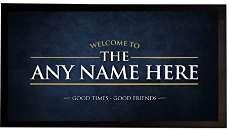 Tappetino da bar personalizzato – qualsiasi nome – blu navy grunge bar runner – accessori per birra, regalo per bar di casa