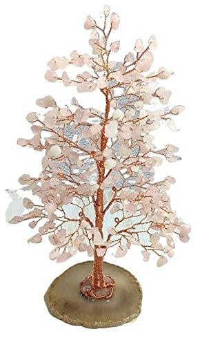 TOMYEUS Crystal Tree/Money Tree Handmade Agate Pink Crystal Lucky Tree Peach Tree Gift Living Room Modern Creative Decoration Gem Tree