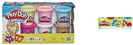 Play-Doh Konfettiknete & Play-Doh 4er Pack WILD, Knete für fantasievolles und kreatives Spielen E4867ES0 Mehrfarbig