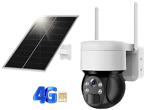HOSAFE.COM 4G LTE Cámara Video Vigilancia Exterior con Sim, Video Sin Cable con Batería Painel Solar, Visión Nocturna Colorida, Detección De Movimiento, Conversación Bidireccional, Resistente Al Agua