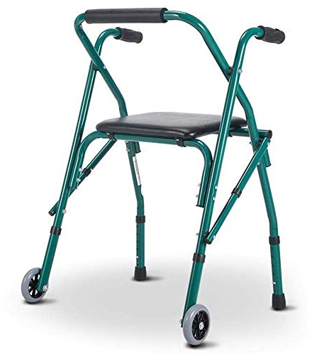 Rollator Walker med sits och 2 hjul, bärbar lättviktsuppfällbar Senior Step Assist, för hus utomhus all terräng Interesting
