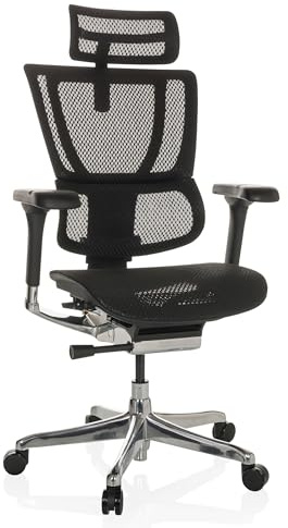 hjh OFFICE Bürostuhl ergonomisch ERGOHUMAN Slim GEN2 Originales Design, 24h Einsatz, Drehstuhl mit Flexibler Lordosenstütze, Netz Schwarz