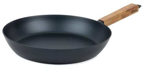 Alva Forest 9.5 Carbon Steel Frying Pan – Naturally Nonstick Pre-Seasoned Skillet, Acacia Wood Handle, Toxic Free (No PTFE/PFOA), Induction & All-Stovetop Safe, Lightweight & Durable Cookware
