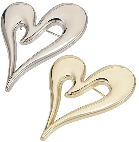 craspire 4 Stück 2 Farben Legierung Herz Brosche Platin Hellgold Blumenkleid Brosche Anstecknadel Für Damen Und Herren Hochzeit Braut Cocktail Tanz Bankett Party Zubehör Schmuck