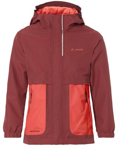 VAUDE Kinderjacke Kids Campfire 3in1 Jacket Girls, mit kuschliger Fleece Innenjacke, wasserdicht, winddicht und atmungsaktiv, redeva, 110-116
