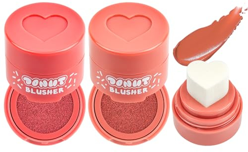 Luftkissen Blush, 2PC Mattes Leichtes und Atmungsaktives rouge, Waterproof Langanhaltendes cream blush Für Augen, Lippen & Wangen, Natürliches Aussehen Long-Wearing Face Make Up für Frauen (01+04)