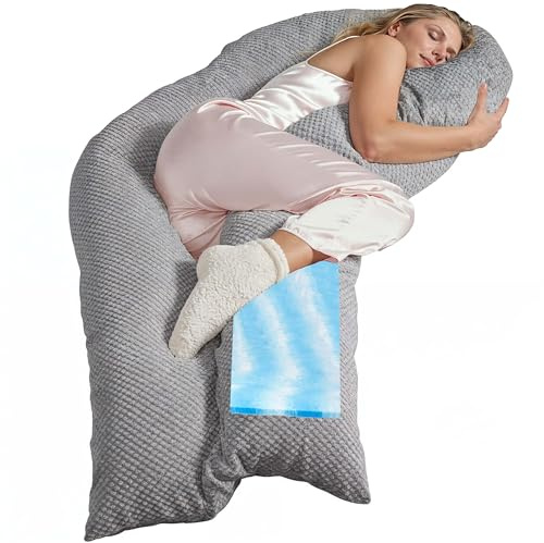 Traumreiter Seitenschläferkissen Visco XL langes Wendekissen Memory Foam [orthopädisch] + Watte Seite | Schwangerschaftskissen zum Schlafen, Stillkissen Kissen, Komfortkissen mit Bezug Silber Deluxe