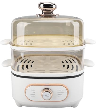 1200W Electric Food Steamer, 10.5L 2 Tier Steamer Pot, Steaming Cookware with 10.5L Stackable Baskets and 2.5L Electric Hot Pot, Vegetable Steamer Cooking Pot for Vegetables (US