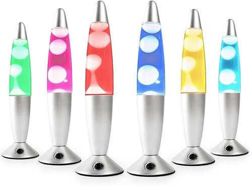 CELLUSTOP Lavalampe LED mehrfarbig – Nachtlicht Magma in Form einer Rakete – robustes Glas – Aluminium – Flüssigbewegung weißes Wachs – LED-Beleuchtung 7 alternative Farben