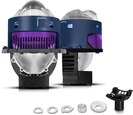 Booso Lente para Faros Delanteros de 3 Pulgadas, Luces Antiniebla Bi-LED de Haz Alto y Bajo, Proyector Universal H4 H7 9005 9006, Lámpara Antiniebla de 6000 K, Color