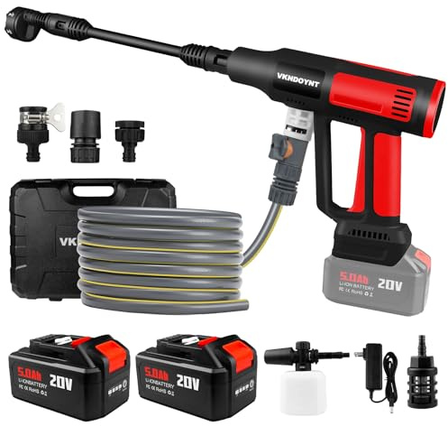Cordless Pressure Washer with Faucet & Garden Hose Connector, 2 X 5.0AH Batteries, 2000PSI MAX Portable Pressure Washer with Brushless Motor, 4 Speed Adjustment LCD Touch Screen, 6-in-1 Nozzle