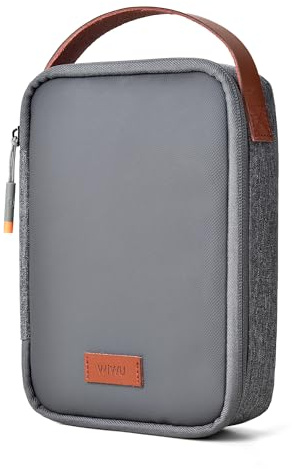 WIWU Kabeltasche Organizer mit Griff GroßE Kapazität Elektronikzubehör Tech Pouch Verstellbare Trennwände Tragbar für Reisen Büro Schule Ladegeräte Kabel Powerbank Festplatten (Grau)