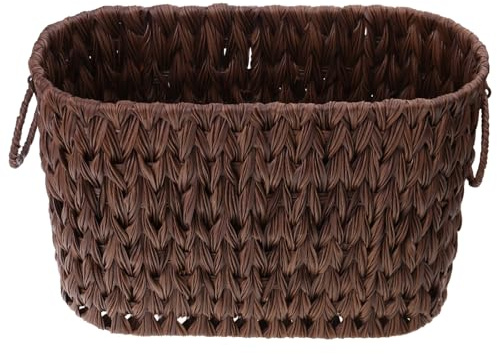 jiingekk Cesta de mimbre para papel higiénico con tapa para almacenamiento de baño, soporte decorativo multiusos para armario, estilos elegantes