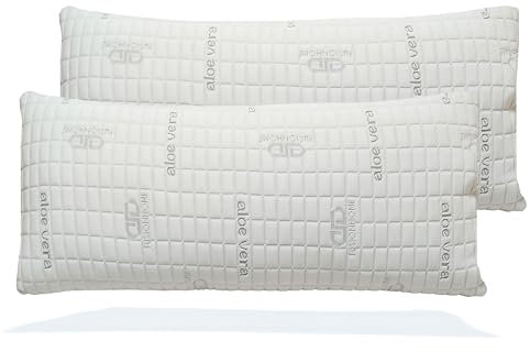 FUSIONHOME - Almohada Viscoelástica Aloe Vera Pack 2 Almohadas 75 cm - Tejido Strech Aloe Vera Transpirable, Relleno 100% Copos Viscoelásticos Termoregulable y Memory Foam - Firmeza Media-Alta