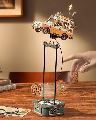 ROKR Road Tripper Balance Toy MCD03 3D Puzzle Gravity Swing Series Wooden Model Kits for Adults Teens DIY Retro Van Craft Kit Unique Gift for Men Women Desk Decor