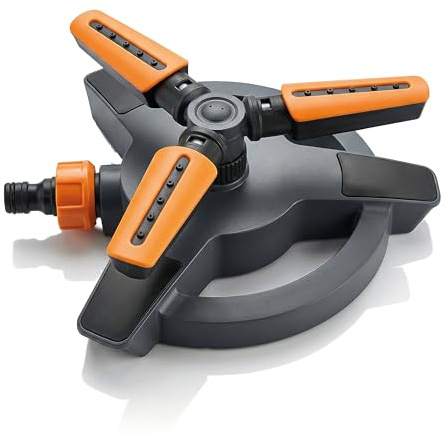 Brandson – Viereckregner 360 Grad für große Flächen - Rasensprenger 3/4 Zoll - 18 Düsen - unterschiedliche Abstrahlwinkel - rotierender Wassersprinkler – DREI Arme – für Garten Pflanzen Beete