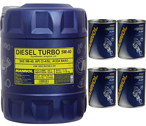 20L MANNOL Diesel Turbo 5W-40 API CI-4/SL Öl Motorspülung Motor Flush