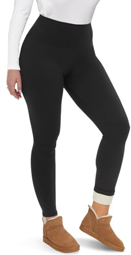 CAMPSNAIL Fleece Lined Leggings Women - Thick Soft High Waisted Black Tummy Control Thermal Warm Velvet Pants for Cold Winter