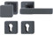 HOPPE Drückergarnitur Dallas - Türklinke + Knauf fest auf eckiger Rosette PZ für Türstärke 37-42mm, Aluminium schwarz matt