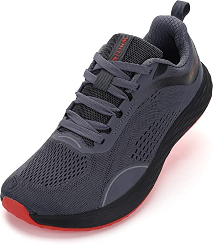 WHITIN Mens Wide Toe Box Zero Drop Road Running Shoes Tennis Athletic Size 10 Comfortable Lightweight Walking Workout Gym Sports Width Outdoor Mesh Grey 44
