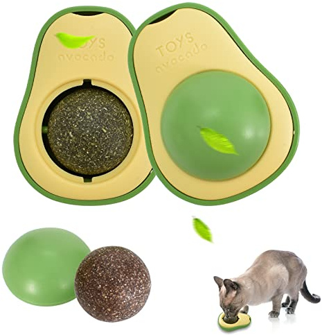 DecorDwell 2PCS Palla di Erba Gatto Catnip per Pulire i Denti,Rotanti Giocattoli Interattivi per Gatti,Cat Pulizia Denti Molari Giocattolo,Giochi per gatti Pallina erba gatta interattiva Ruotabile