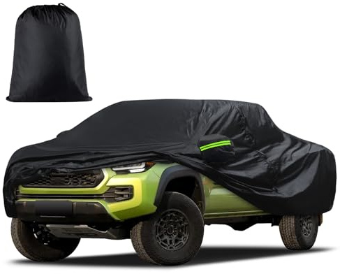 Car Cover Custom Fit for Toyota Tacoma 2005-2025, Waterproof All Weather for Automobiles Full Exterior Cover Rain Sun Snow Protector with Door Zipper Black