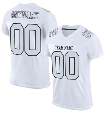 Personnalisé Sport Maillot de Football Américain Personnalisable avec Logo Nom et Numéro de l'équipe pour Hommes Femmes Jeunes Préscolaires T-Shirts Manches Courtes à Séchage Rapide