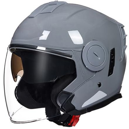 Caschi Motociclista 3/4 Retrò Caschi Jet e Demi-Jet Casco Caschi per Ciclomotori con Doppia Visiera Parasole Caschi Scooter per Uomo Donna Casco di Sicurezza ECEDOT Approvato 7,L=59~60CM