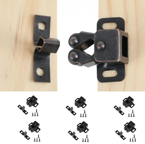 Ouligay 6 Stück Möbelschnäpper Schranktür Doppel-Rollenschnäpper für Schrank Ball Roller Catch Schrankverschlüss Schranktür Kleiderschrank Tür Latch Fang Türschnäpper für Schränk Schranktüren