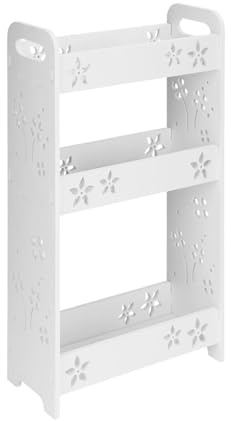 3 Tier Bathroom Storage 60x35 x13.5cm Narrow Storage Unit Wall Mount Storage Rack Carved Floating Shower Shelves for Bathroom Living Room
