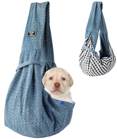 Lvjkes Sac Transport Chien,Sac de Transport pour Chien Pliable,Haute capacité, Une épaule, Portable pour Une Utilisation en extérieur pour Petits Chats et Chiens (Bleu Denim)