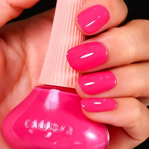 Rose Red Nail Polish Nail Art Home Salon Long-lasting Finger Hot Pink Nail Art Varnish (Elegant rose red-50, 12 ML)