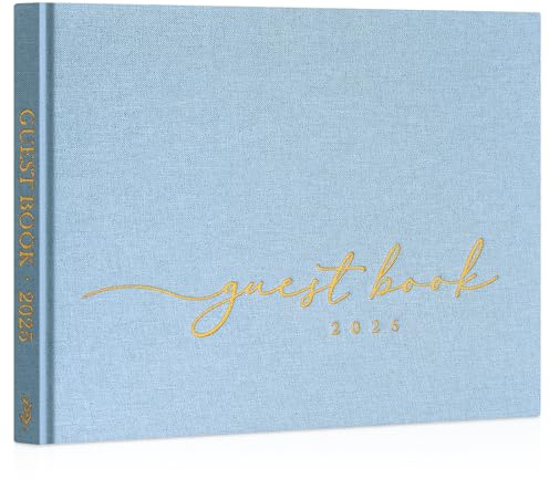 Lanpn Wedding Guest Book 2026 - Linen Hardcover Polaroid Guestbook Wedding Reception with 108 Blank Pages for Sign in and Photos - Guest Book for Wedding Bridal Shower Baby Shower Party (Blue)