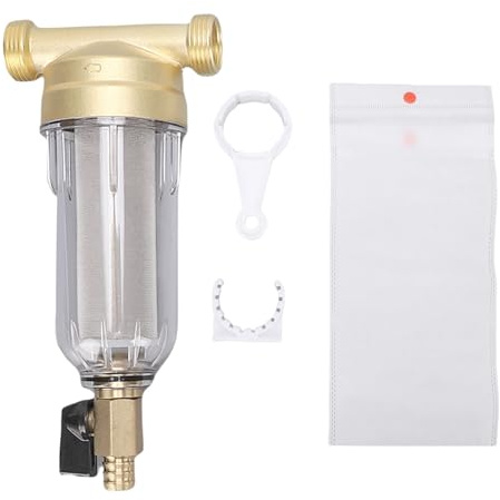 Eujgoov Filtre à Eau à Sédiments pour Toute la Maison, Préfiltre de Lavage à Contre-courant Réutilisable pour Machine à Laver avec Filetage G3/4 Mâle et G1/2 Femelle