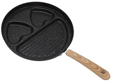 Zerodis Mini Sartén Plana para Parrilla, Sartén de Metal con Ergonómico, Olla para Desayuno Antiadherente, 3 Tazas, para Huevos y Filetes