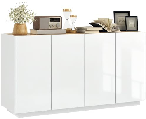 HOMCOM Buffet Salle à Manger 140 x 40 x 75 cm Blanc Laqué