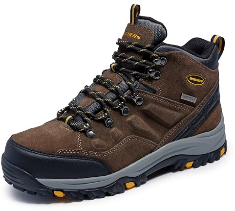Skechers Relment-Pelmo - Scarponi da uomo per il trekking, Cachi, 9 Wide
