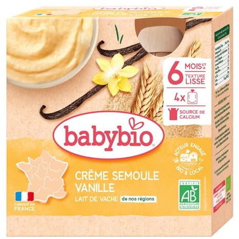 Babybio Gourde Crème Semoule Vanille 6+ Mois 340 g