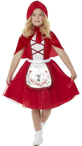 Smiffys Little Red Wolf Costume Dress & Hooded Cape, Girls Fancy Dress, Storybook Character Dress Up Costumes, World Book Day
